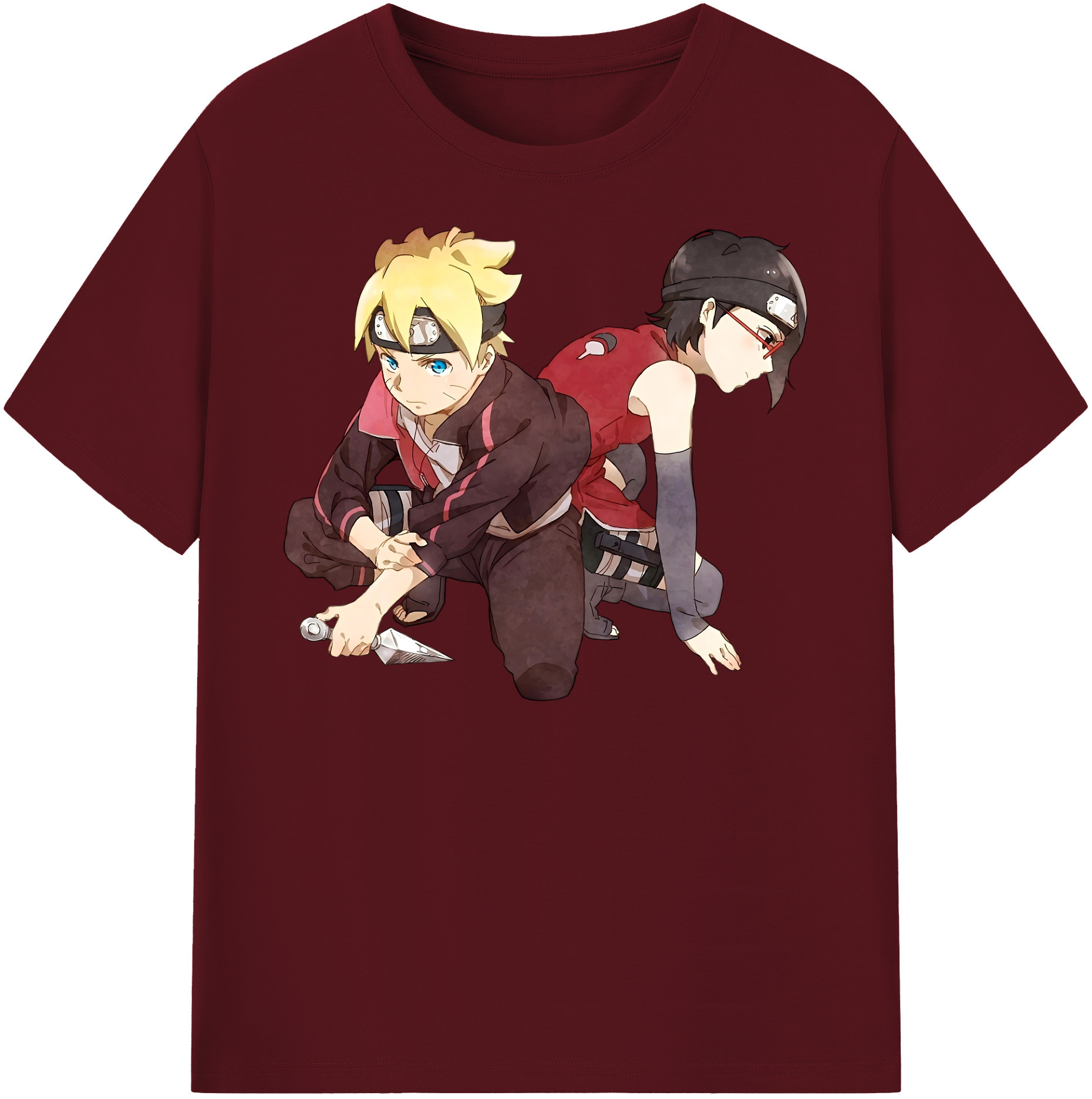 （画像用） NARUTO -ナルト- うちは サラダ Uchiha Sarada 綿100％半袖Tシャツ（フロントプリント）